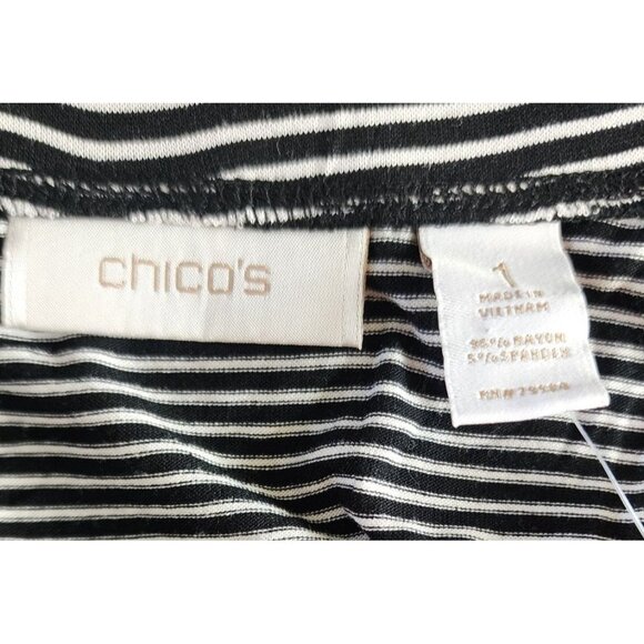 Chico’s Black & Neutral Striped Maxi Skirt Size 1 | Stylish Pull-On Long Skirt - Picture 7 of 12